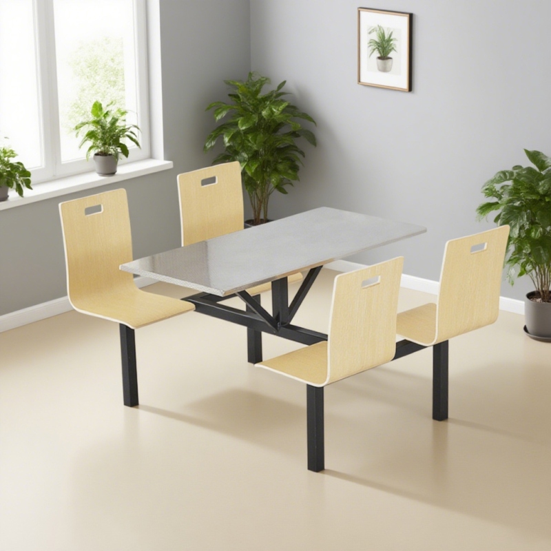 CZY-24  黑色钢架连体餐桌椅