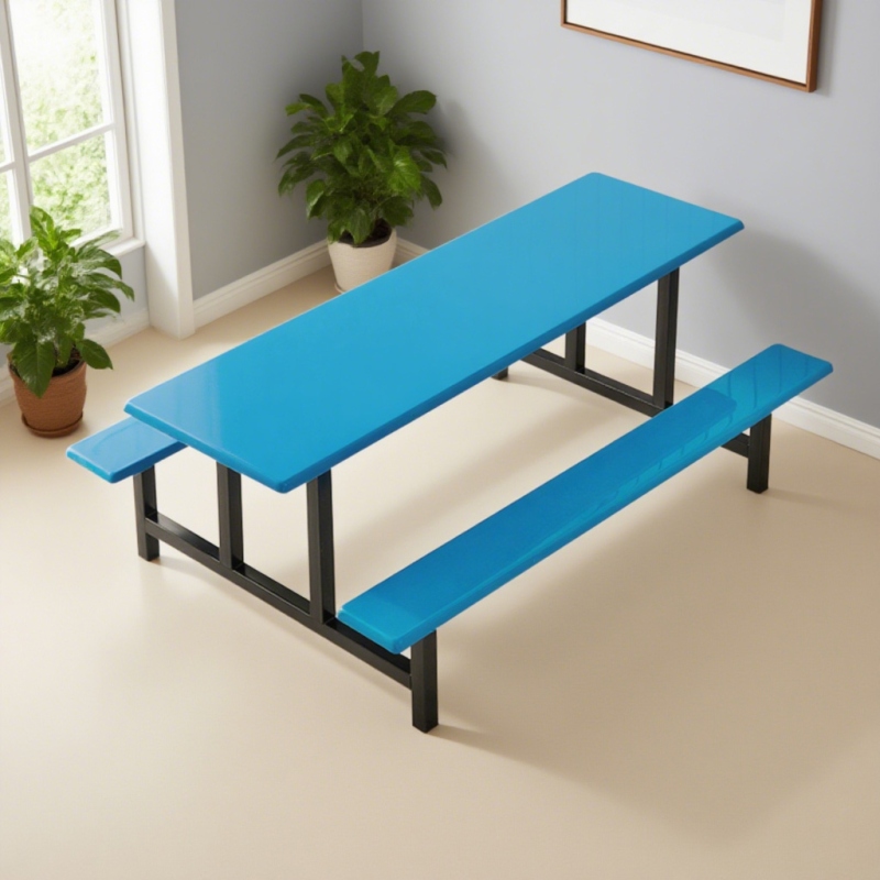 CZY-26  黑色钢架连体餐桌椅