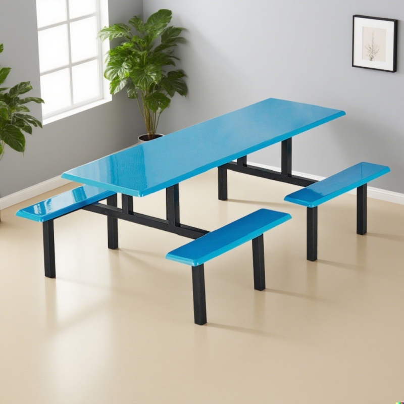 CZY-27  黑色钢架连体餐桌椅