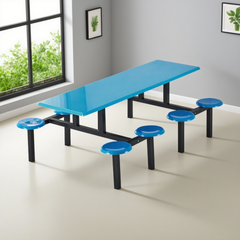 CZY-28  黑色钢架连体餐桌椅