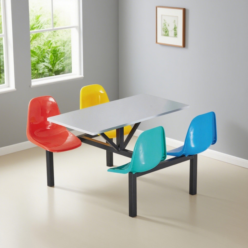 CZY-32  黑色钢架连体餐桌椅