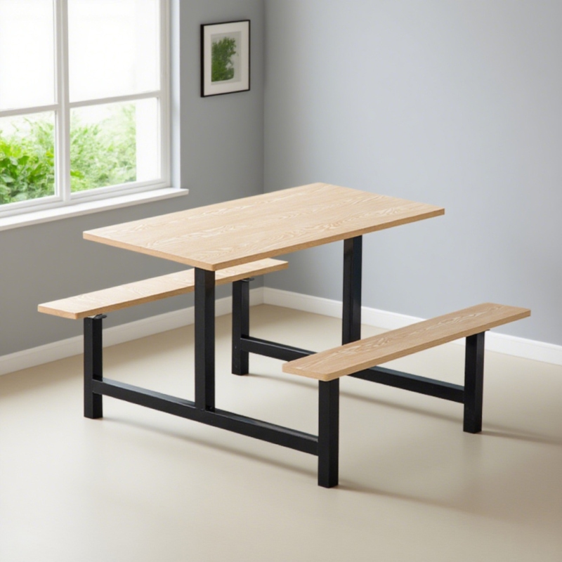 CZY-33  黑色钢架连体餐桌椅