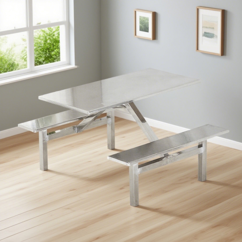 CZY-37  全不锈钢连体餐桌椅