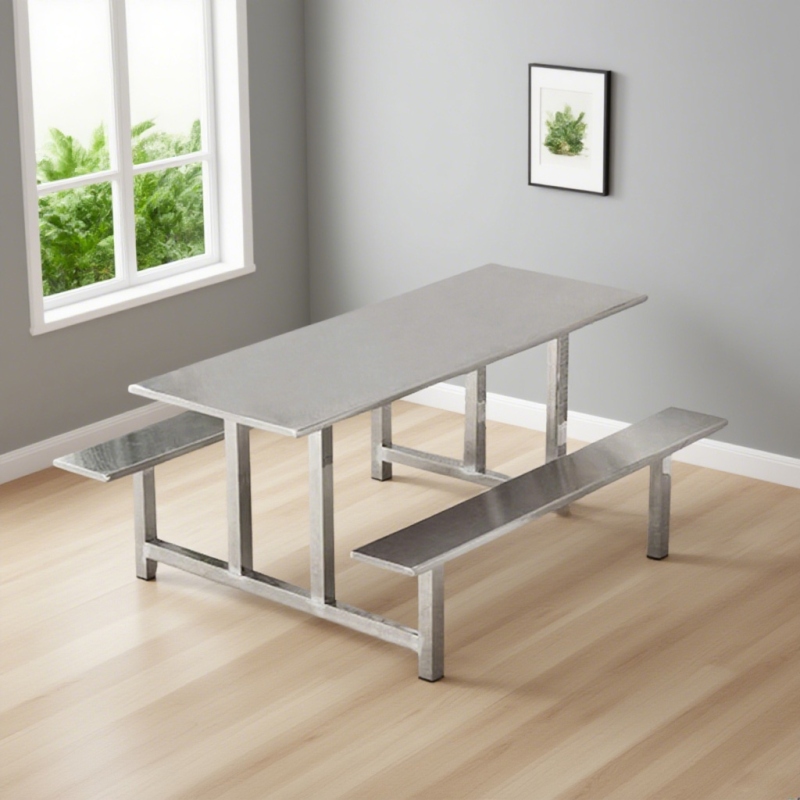 CZY-38  全不锈钢连体餐桌椅