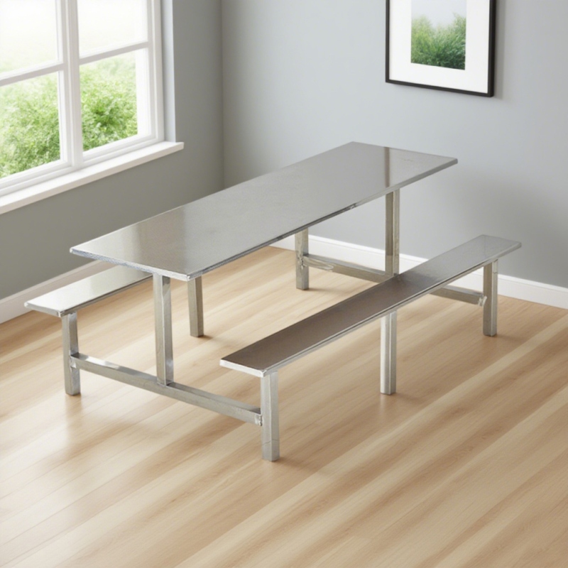 CZY-39  全不锈钢连体餐桌椅