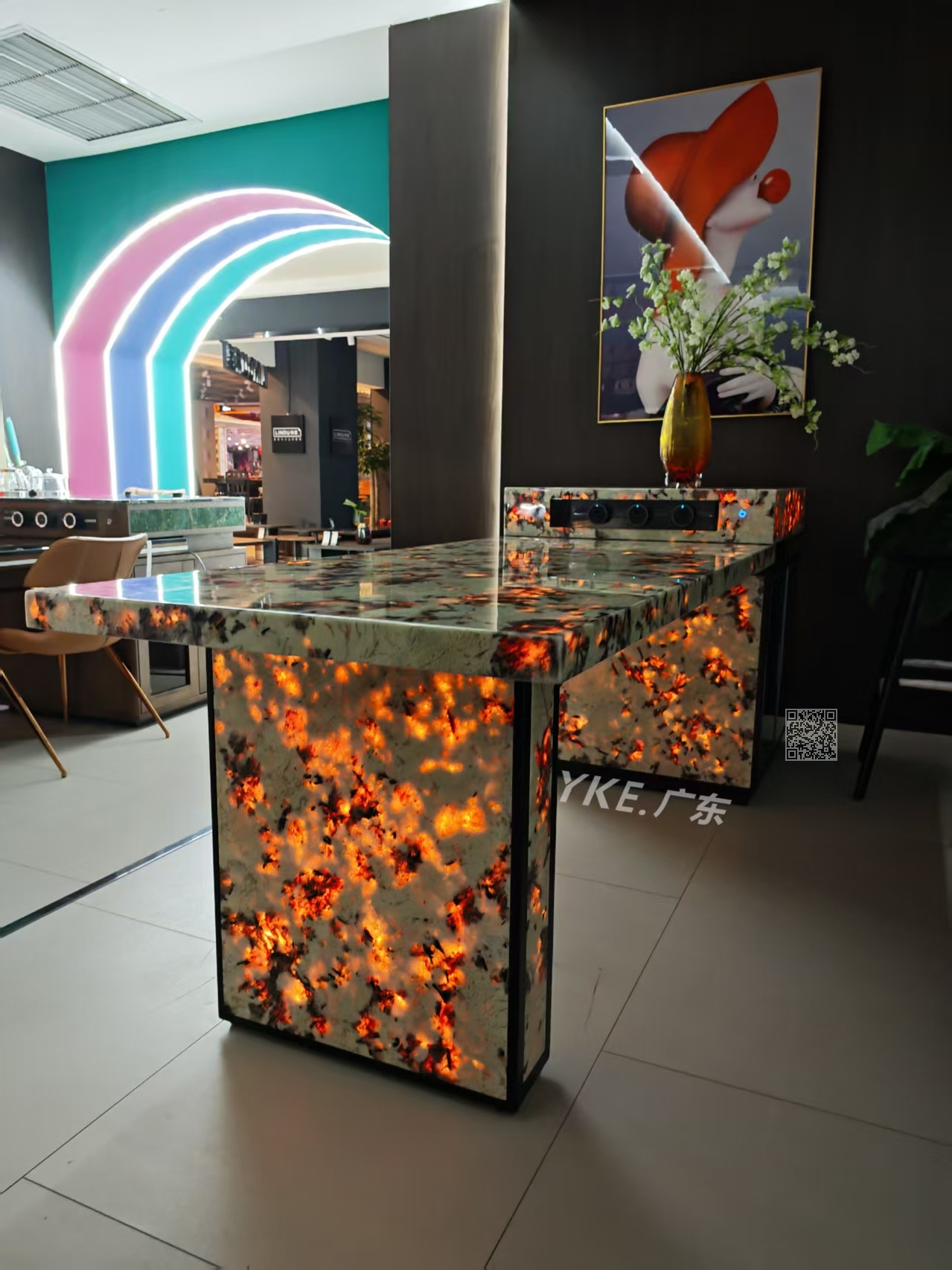 L07发光雪山蓝奢石岛台