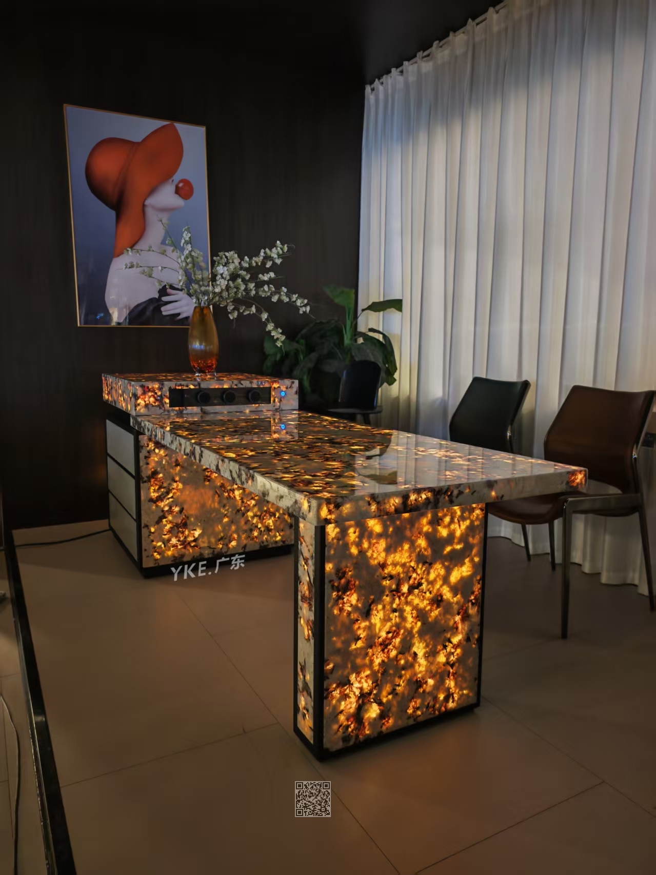 L07发光雪山蓝奢石岛台