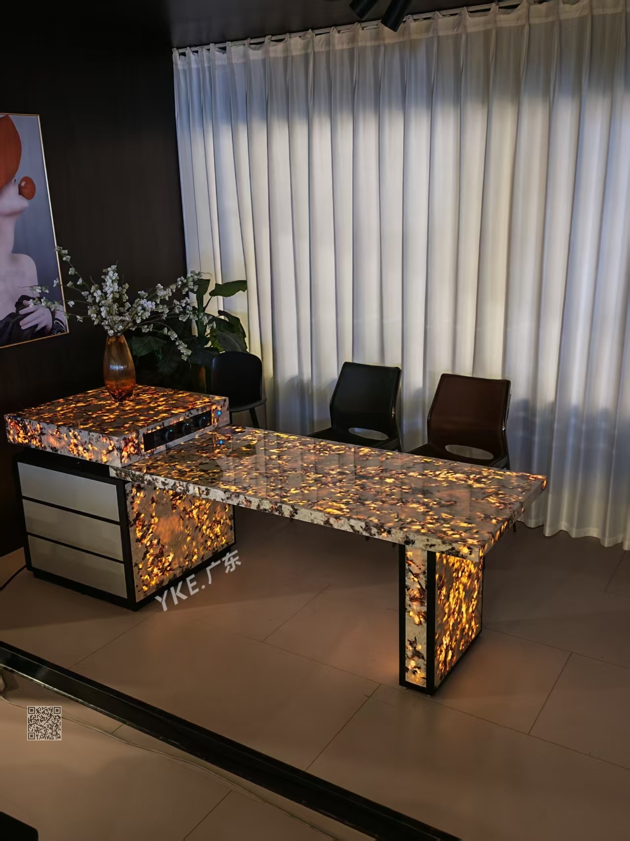 L07发光雪山蓝奢石岛台