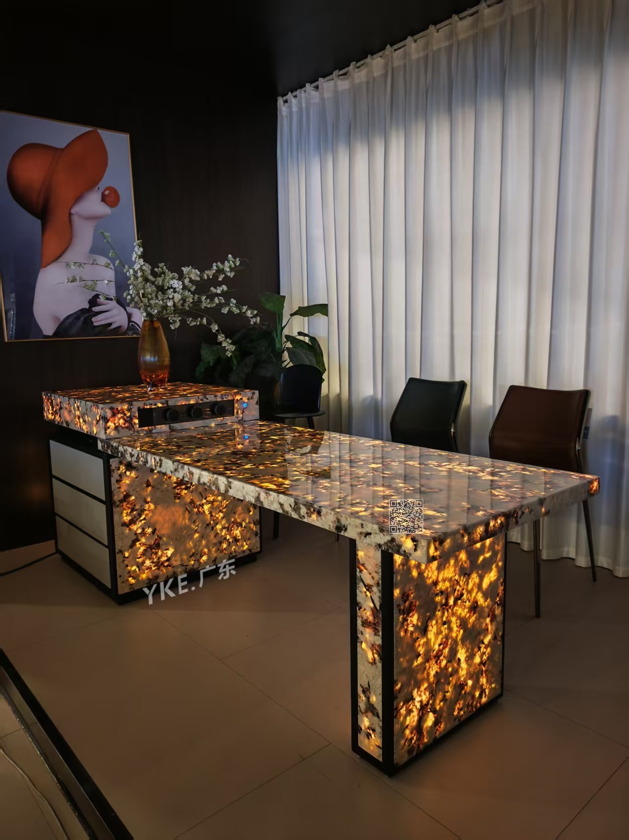 L07发光雪山蓝奢石岛台