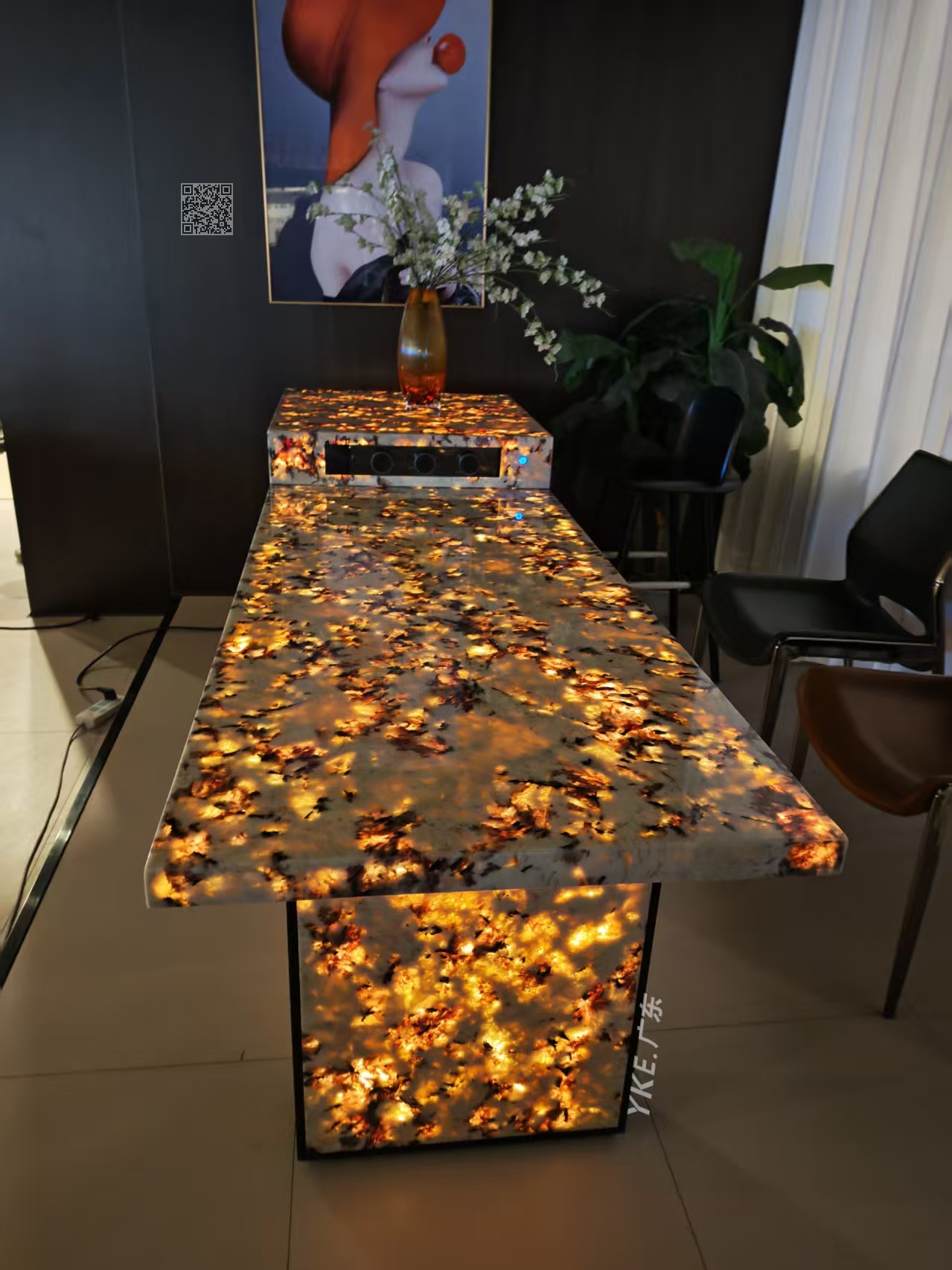 L07发光雪山蓝奢石岛台