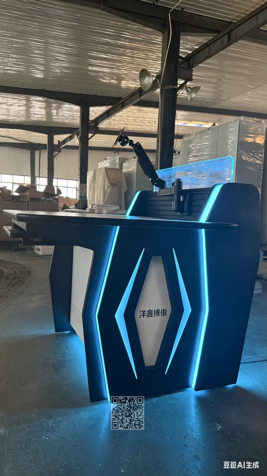 高端指挥中心、监控室或工业控制场景定制的现代化控制台